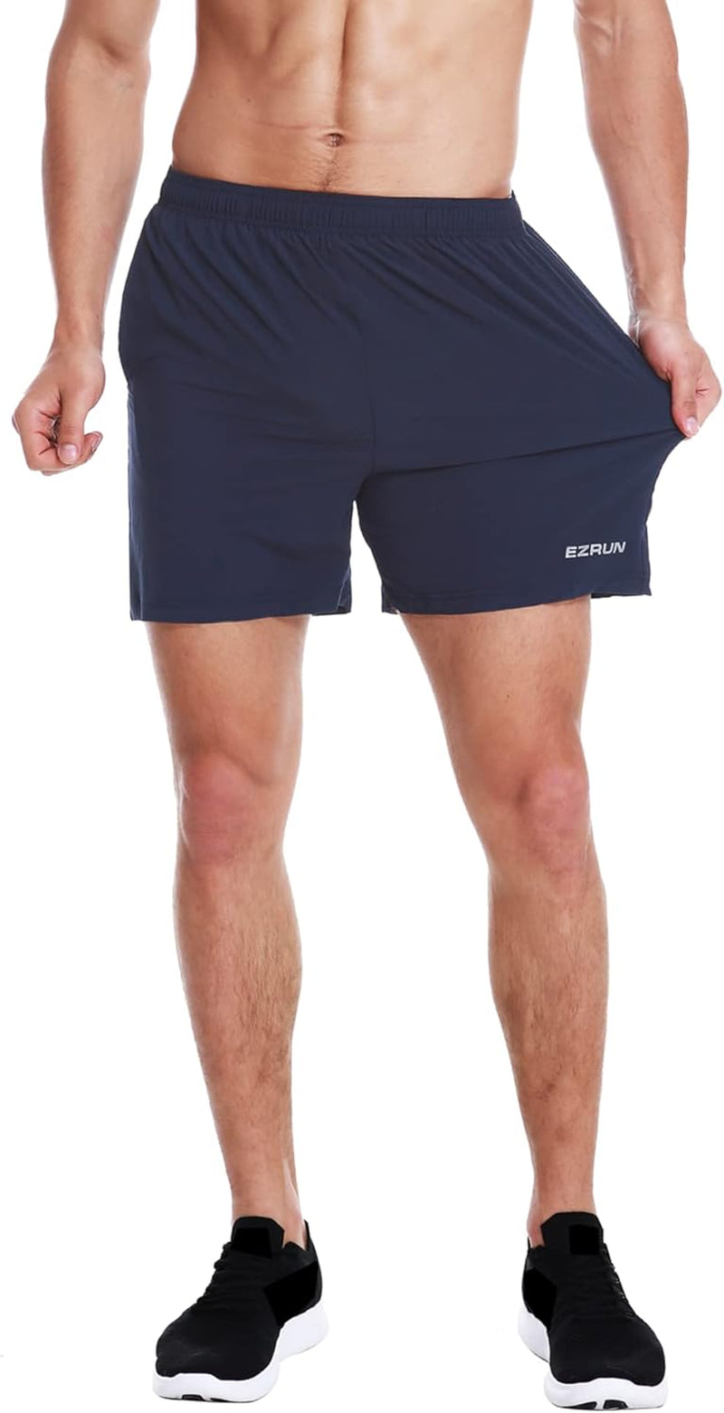 Men'S 5 Inches Running Workout Shorts Quick Dry Lightweight Athletic Shorts with Liner Zipper Pockets