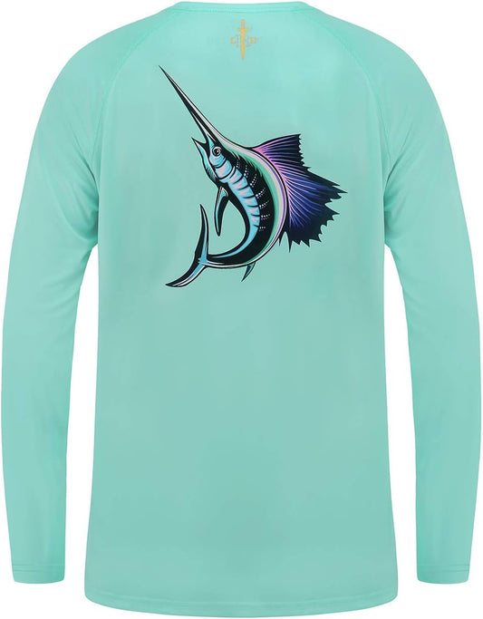 Mens Athletic Performance Shirt Long Sleeve Seafoam Green Sailfish - XL