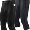 3/4 Men'S Compression Pants with Pockets,Workout Athletic Tights Leggings Athletic Base Layer Underwear