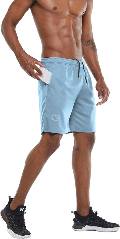 Men'S 7" Workout Running Shorts Quick Dry Lightweight Gym Shorts with Zip Pockets