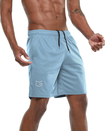 Men'S 7" Workout Running Shorts Quick Dry Lightweight Gym Shorts with Zip Pockets