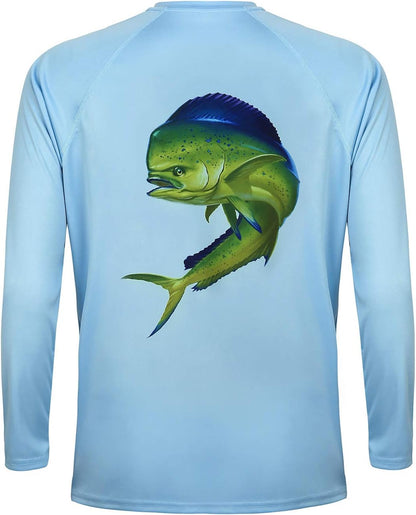 Mens Athletic Performance Shirt Long Sleeve Light Blue Mahi - XL