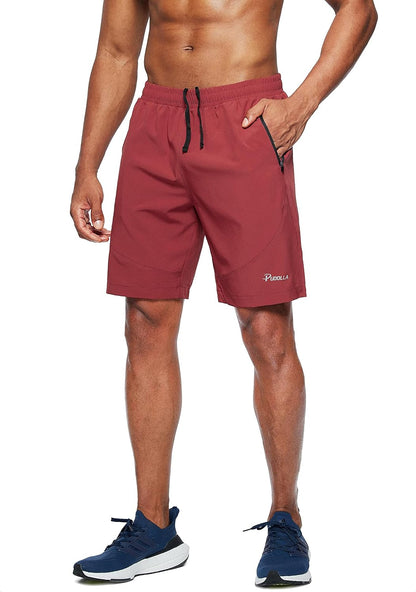 Men'S Workout Running Shorts Lightweight Gym Athletic Shorts for Men with Zipper Pockets