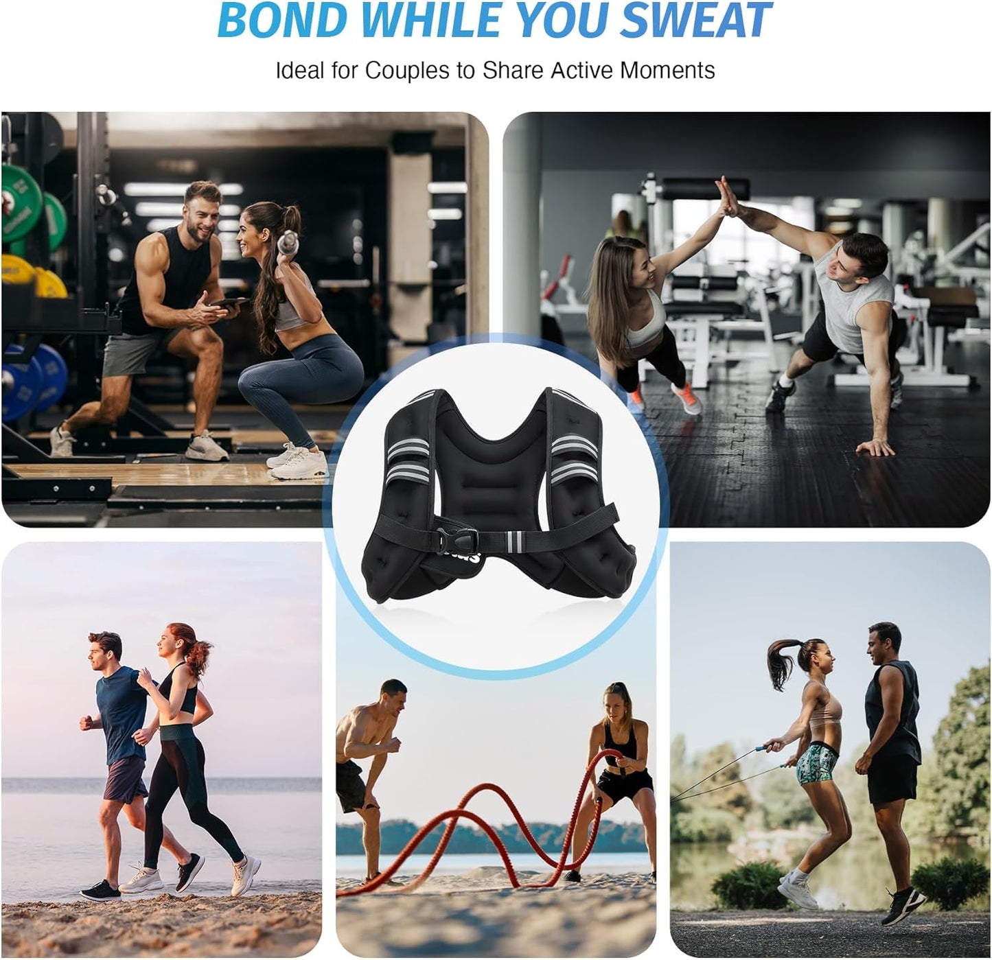 Weighted Vest, 6Lb/8Lb/12Lb/16Lb/20Lb/25Lb/30Lb Weight Vest with Reflective Stripe for Workout, Strength Training, Running, Fitness, Muscle Building, Weight Loss, Weightlifting