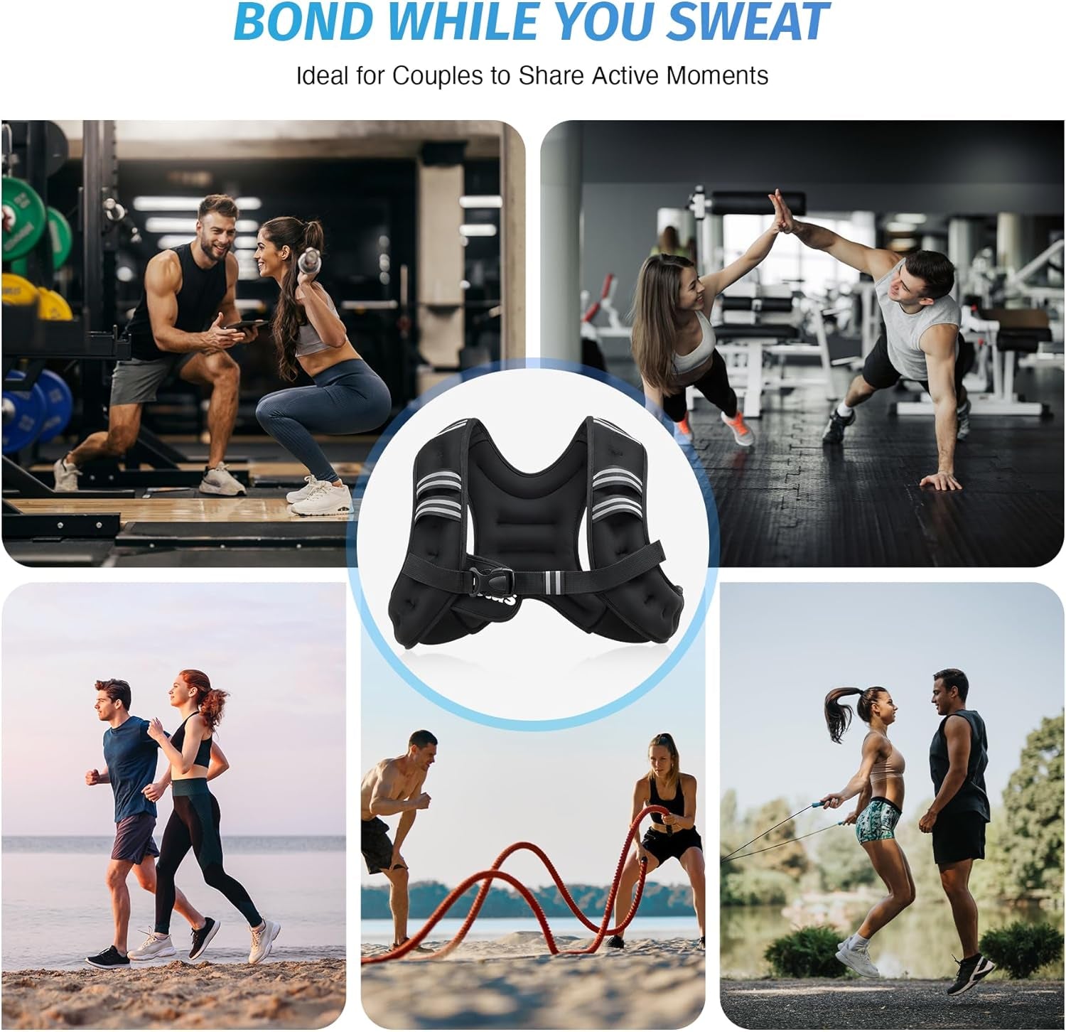 Weighted Vest, 6Lb/8Lb/12Lb/16Lb/20Lb/25Lb/30Lb Weight Vest with Reflective Stripe for Workout, Strength Training, Running, Fitness, Muscle Building, Weight Loss, Weightlifting