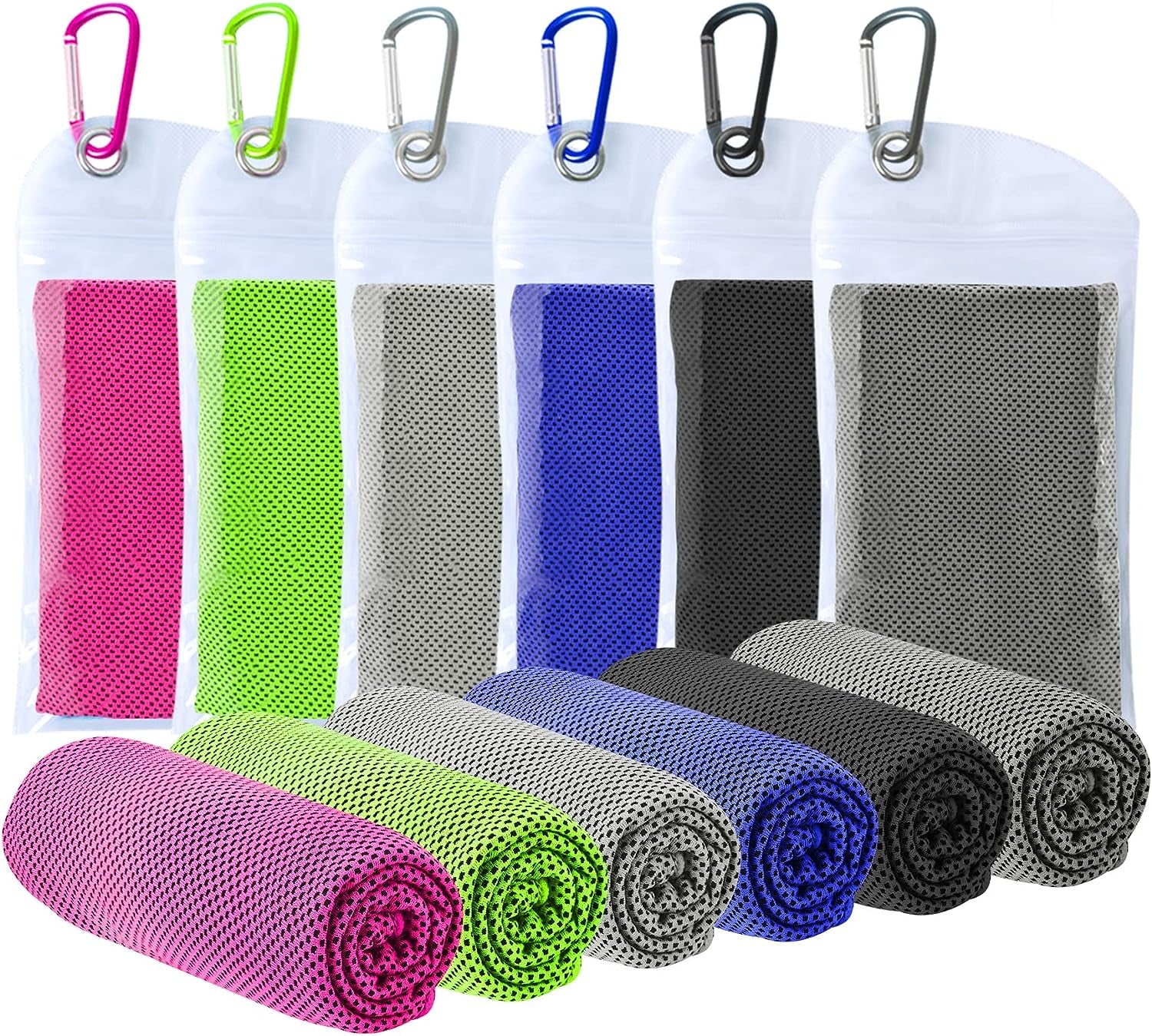 Cooling Towels for Neck and Face, 6 Packs Neck Large Cooling Towel for Hot Weather, Soft Breathable Microfiber Towel for Gym, Workout, Camping, Yoga, Sport, Fitness, Golf Towel (44"X 15")