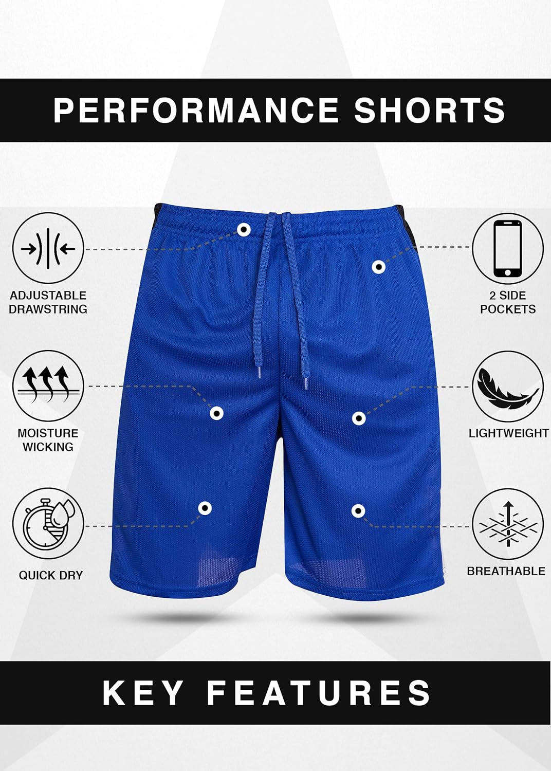 Mens Basketball Shorts with Pockets, Active Athletic Performance Gym Workout Shorts for Men Workout Shorts, 4 Pack