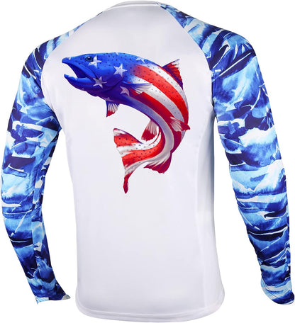 Fishing Shirt for Men Long Sleeve Sun Protection UV UPF 50+ T-Shirts with Pocket