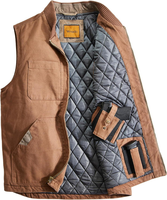 Concealed Carry Vest for Men - Heavy Duty Canvas - Conceal Carry Pockets