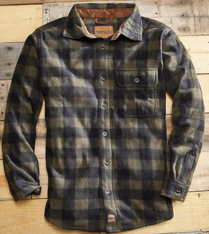 Mens Plaid Shirts for Men - Heavyweight Buffalo Plaid Fleece Shirt - Soft