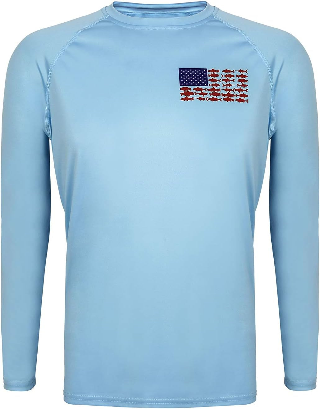 Mens Athletic Performance Shirt Long Sleeve Light Blue Mahi - XL