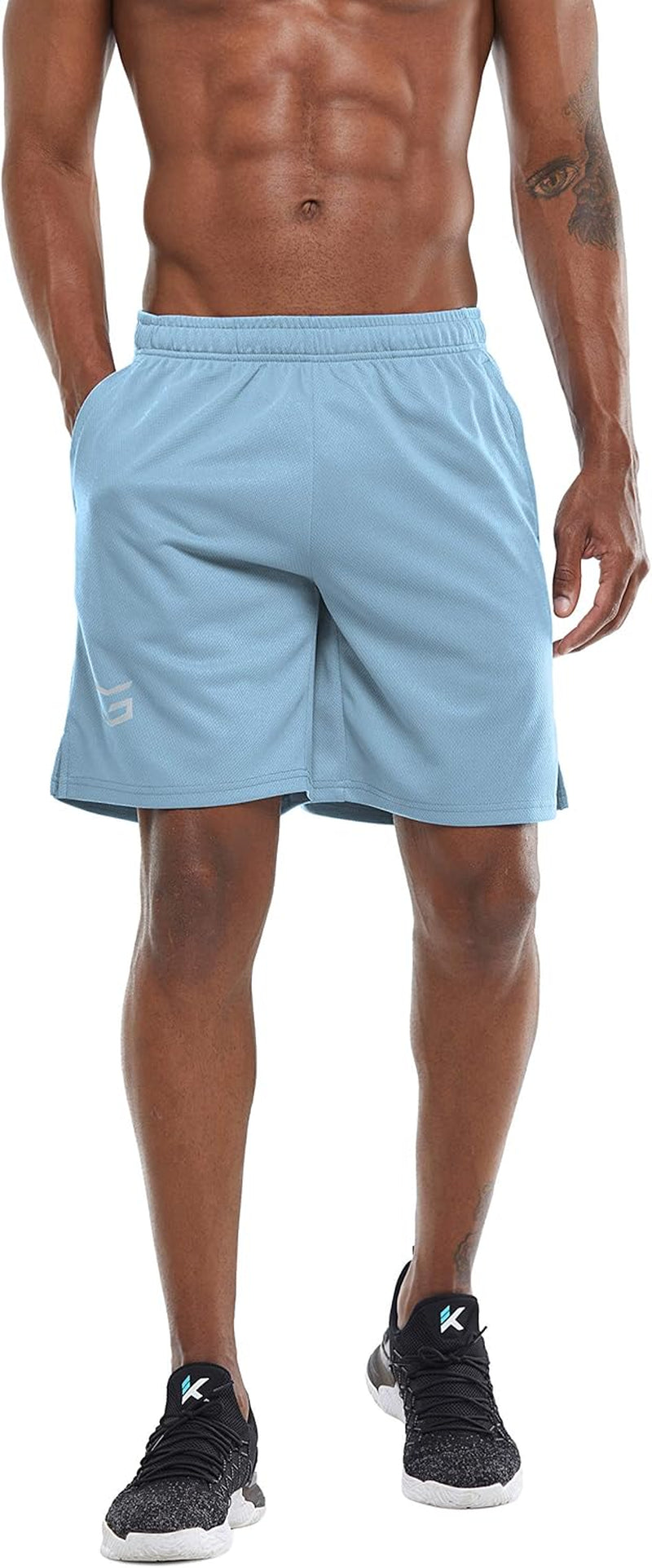 Men'S 7" Workout Running Shorts Quick Dry Lightweight Gym Shorts with Zip Pockets