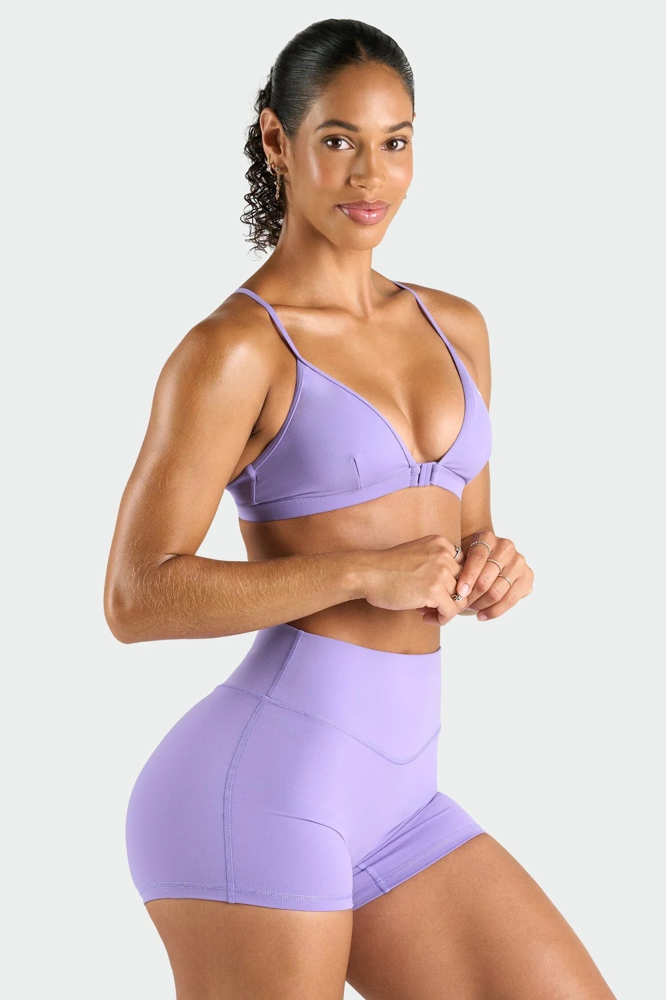 Dahila Purple 4 inch workout shorts