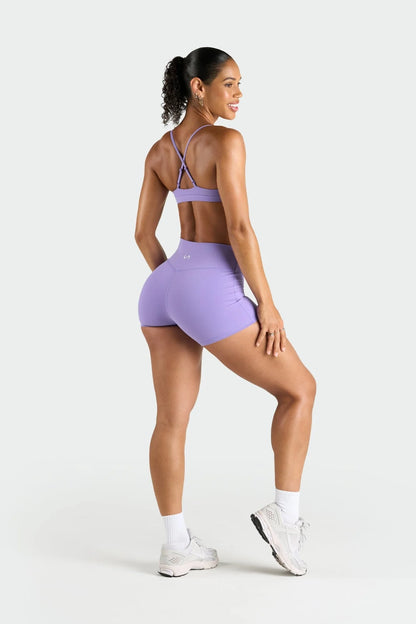 Dahila Purple 4 inch workout shorts